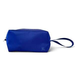 NWOT Burberry Blue Nylon Zip Pouch Unisex Toiletry Case Wristlet Bag